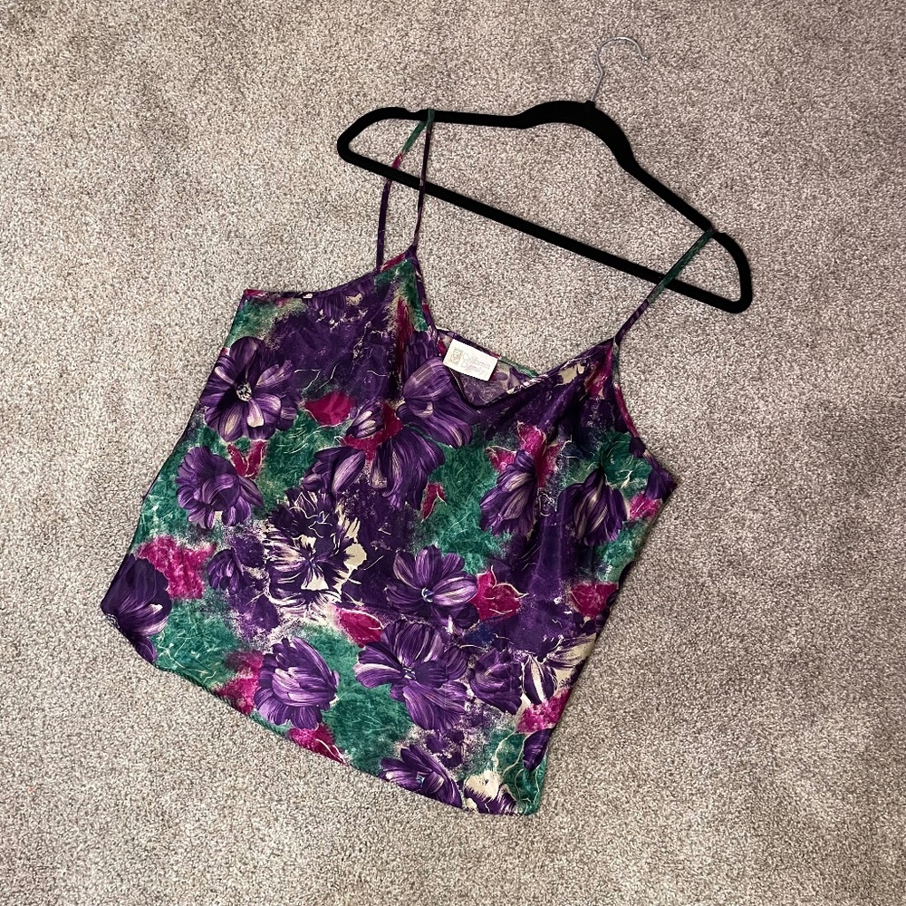 Vintage Silk Floral Strap Tank Top